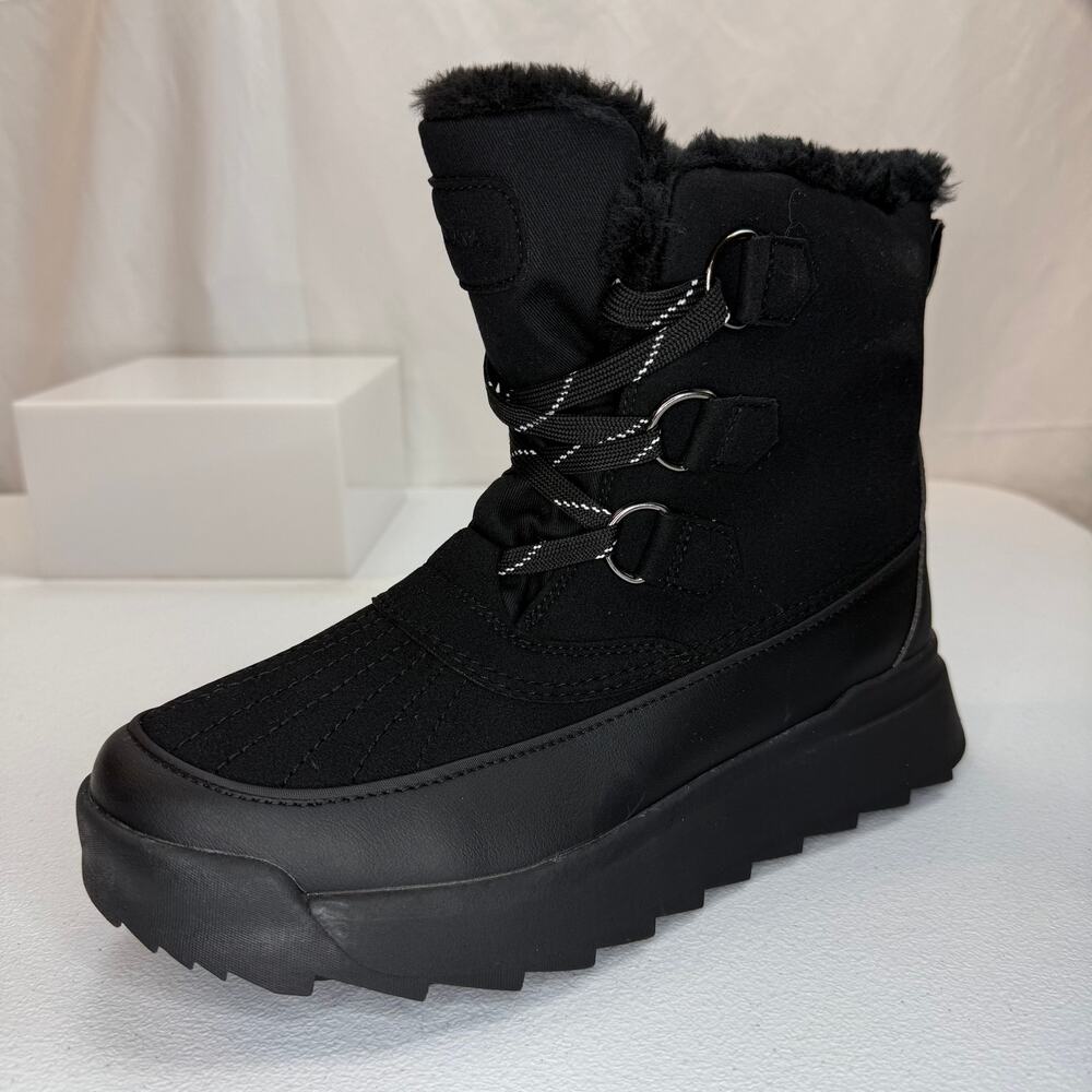 Vilanva Black Faux Fur Winter Ankle Boots Women’s Size 11 Rugged Sole